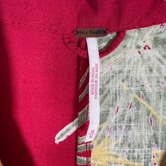 Free People Women's Malibu Hawaiian Romper M Maroon Combo Cotton Tropical - Picture 11 of 13